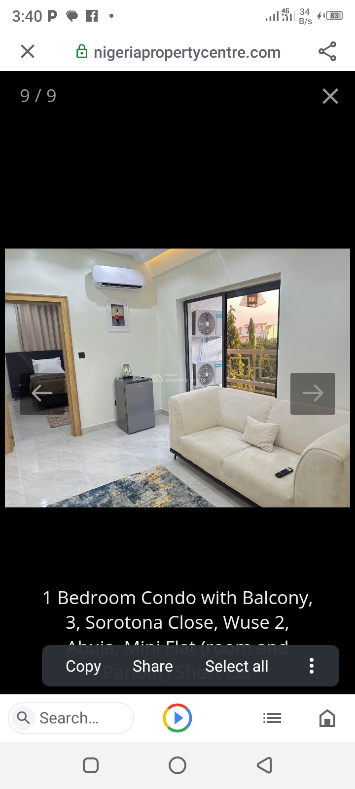 A Luxurious 1 bedroom mini Flat in Wuse 2, Abuja.