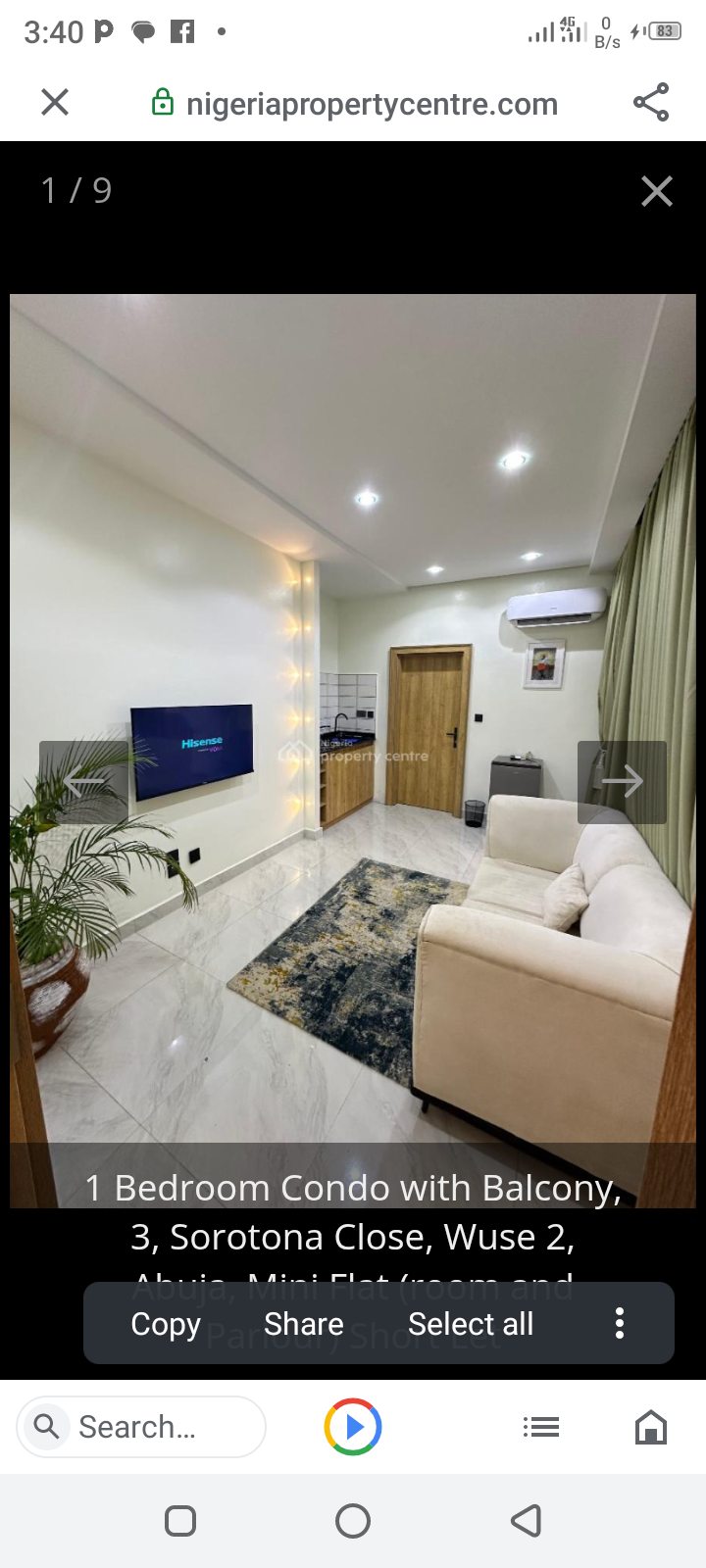 A Luxurious 1 bedroom mini Flat in Wuse 2, Abuja.